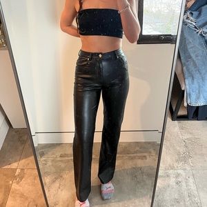 Zara straight leg leather pants